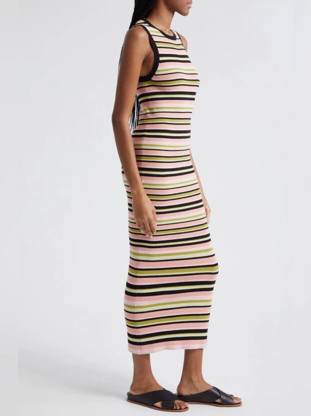 ATM Anthony Thomas Melillo Stripe Rib Tank Dress Sz M - Picture 2 of 8